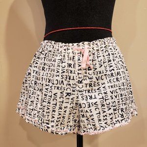 Victoria's Secret White Sleep Shorts with Black Logo Size M